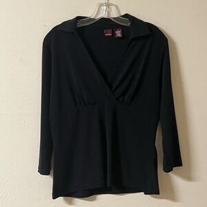 Vintage Merona Black Y2K Goth Grunge Babydoll Top Corporate Core Large